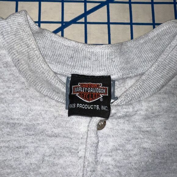 Harley Davidson 1/4 Button Sweatshirt Size Large Gray Long Sleeve Pullover - Picture 8 of 9